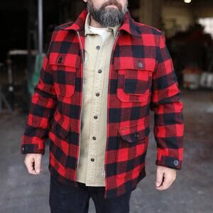 Iron Heart Wool IHW-19-RED Buffalo Check Hunting Jacket XXXL NEW Black Coat